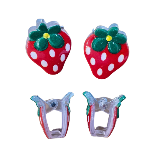 2 Mini Strawberry Hairclips
