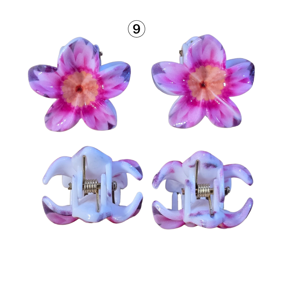 2 Mini Flower Claw Hairclips
