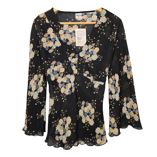 Retro 90's Floral Print Fairy Top - Size 14 (W33)
